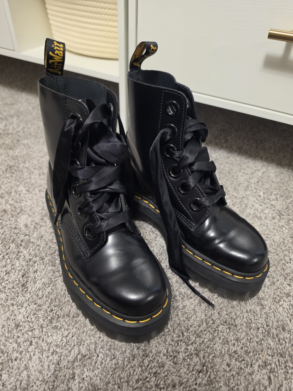 Dr. Martens Molly Black Platform Lace-Up Combat Boots